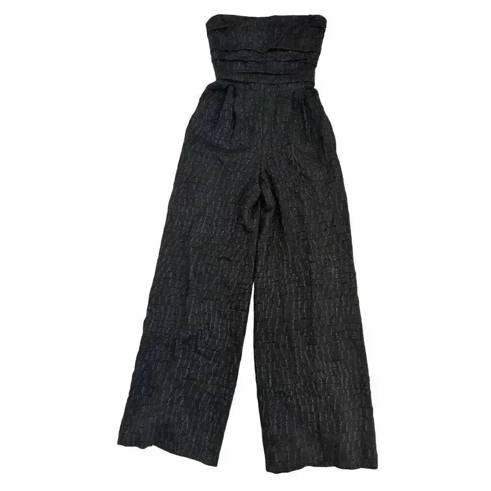 Max Mara Strapless Silk Blend Jumpsuit, Black, Size 8, Made in Italy, NWOT
